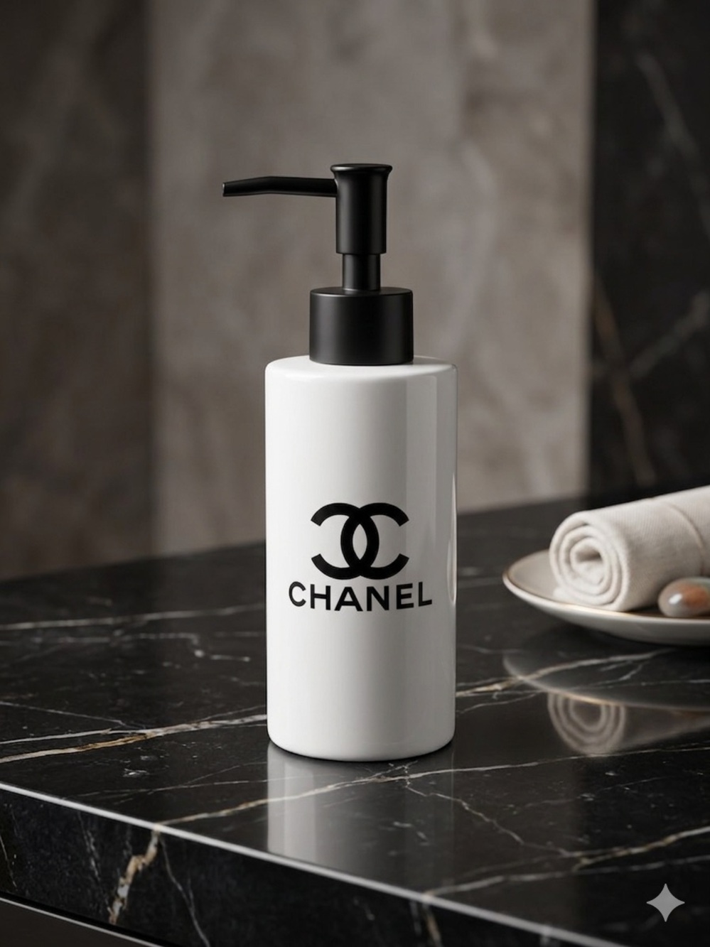 Chanel White & Black Lotion Pump Bottle for Body Gel or Moisturizer